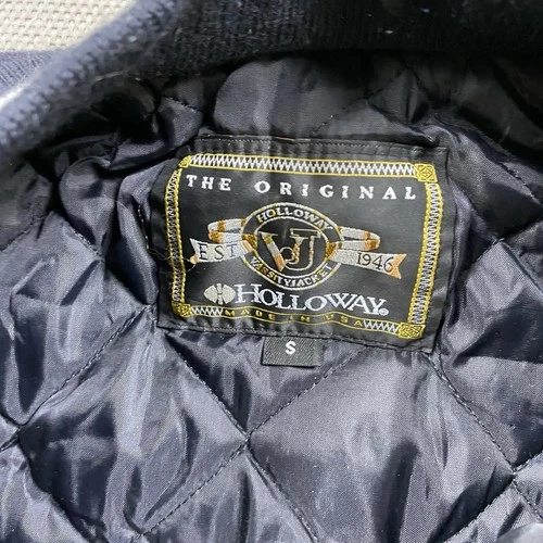 Vintage Holloway Jacket Adult Small Wool Letterman Blue Pembroke USA Snap Button image 4
