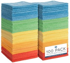 S T INC. 100 Pack Microfiber Cleaning Cloth, Bulk Towels for Home, Reusable M...