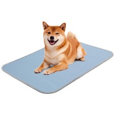 Buvlnee Summer Dog Cooling Mat, Washable Ice Silk Self Cool Pad 27x22in, Blue