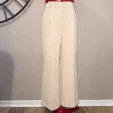 Ann Taylor Petite Pants Size 12P NWT Beige Pleated Wide-Leg Office Workwear