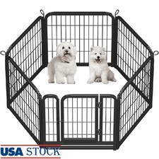 Metal Dog Playpen Fence 6 Panels Indoor Outdoor Pet Enclosure Foldable Exercise
