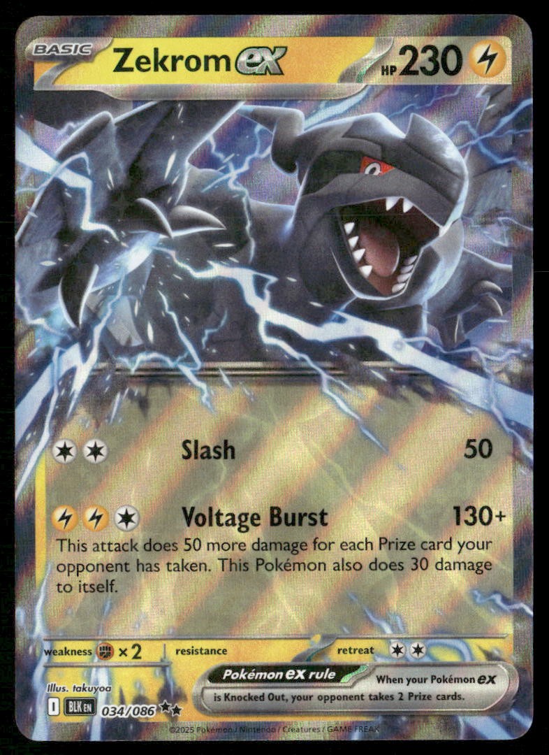 ZEKROM EX 034/086 HOLO DOUBLE RARE BLACK BOLT POKEMON NM