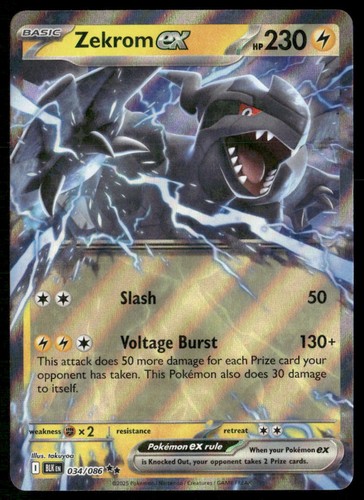 ZEKROM EX 034/086 HOLO DOUBLE RARE BLACK BOLT POKEMON NM