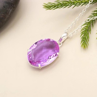 55 Ct Natural Purple Topaz Pendant Sterling Silver Oval Loose Gemstone Jewelry