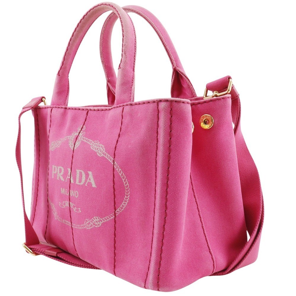 PRADA Canapa 2WAY Shoulder Tote Bag Handbag Canvas Pink Ladies I211725015 Used f thumbnail 2