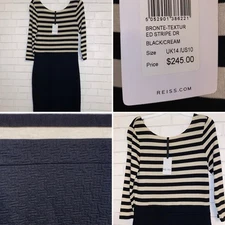 NEW REISS $245 Bronte Textured Striped Dress sz 10 NWT