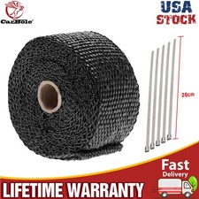 2 16ft Muffler Exhaust Wrap Header Manifold Fiberglass Heat Wrap Tape W 5 Ties
