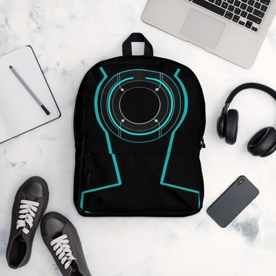 Tron Backpack, Gaming Geek Bag, Identity Disc Design, Virtual World Gamer Gift