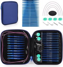 Interchangeable Circular Knitting Needles Set, 13 Pairs 26pcs 5IN, Blue
