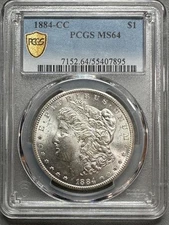 1884-S  MORGAN DOLLAR   PCGS  MS64  KEY DATE CARSON CITY