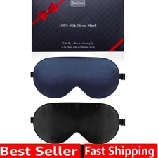 Adjustable Collection of Black & Blue Mulberry Silk Sleep Masks - 100% Blackout