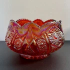 Indiana Glass Co. Heirloom Iridescent Sunset Carnival Glass 8" Bowl Vintage 70s
