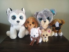 TY BEANIE BOOS BABIES 6 DOGS Husky Poodle Boxer Westie Chihuahua Schnauzer