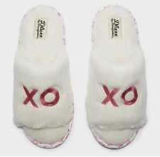 Dearfoams slippers 5/6 Small Womens Valentines Holiday Love XO Fur Slide