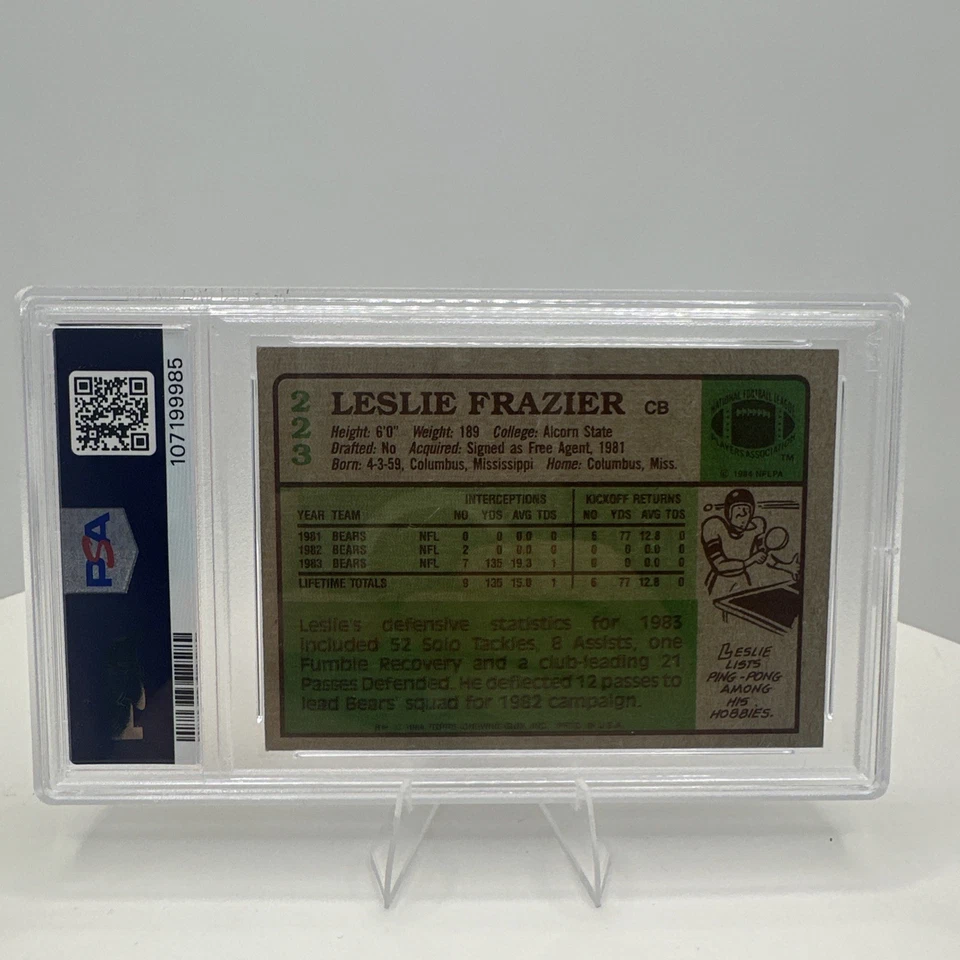 1984 TOPPS FOOTBALL CARD PSA 6 LESLIE FRAZIER ROOKIE CHICAGO BEARS #223 - Image 2 of 2