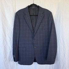 Authentic Emporio Armani G Line Navy Blue Plaid Wool Suit Jacket 42R NWOT