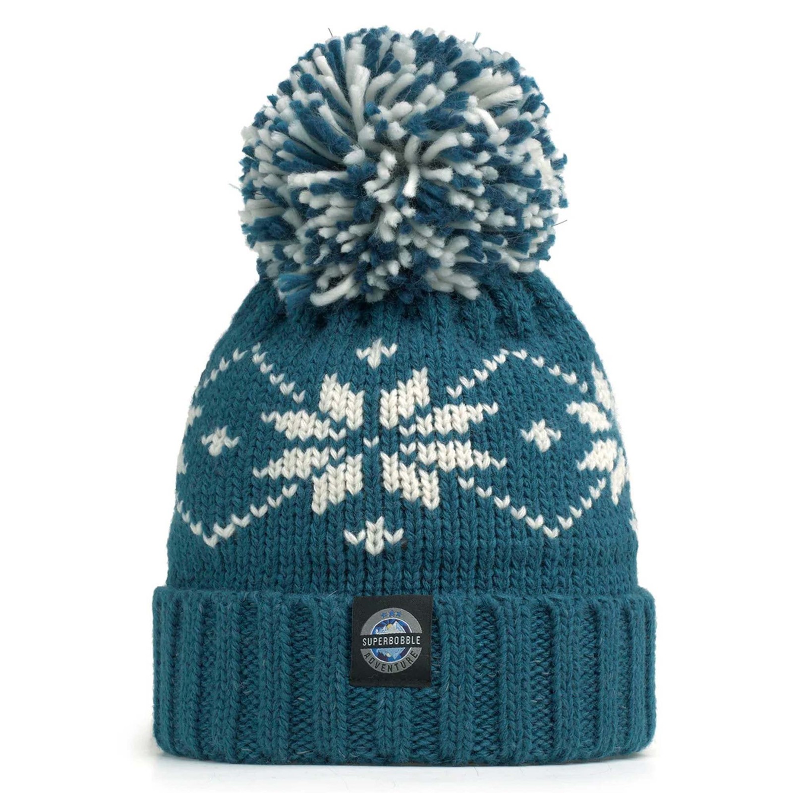 SuperBobble Teal Flora Nordic Knit Reflective Beanie
