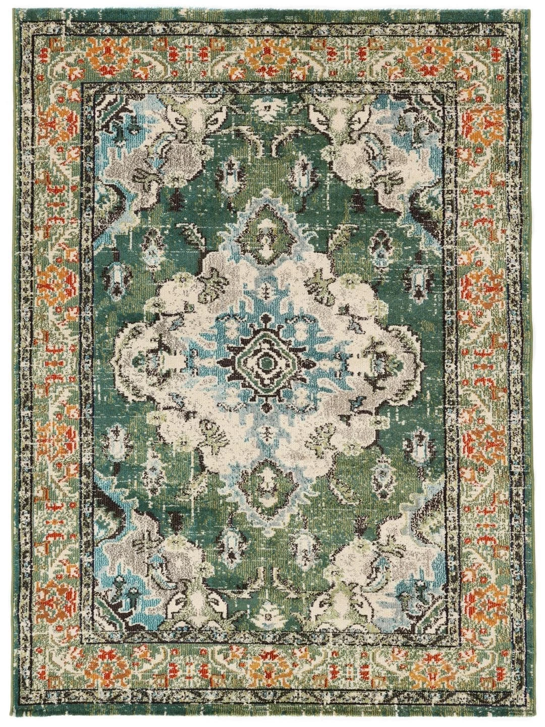 Oriental green Area rug Rectangle 201 X 279