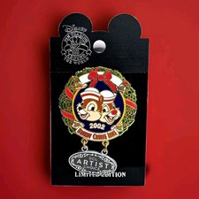 DISNEY DCL /750 PIN CHIP & DALE ARTIST CHOICE DANGLE CHRISTMAS 2002 HTF NEW!
