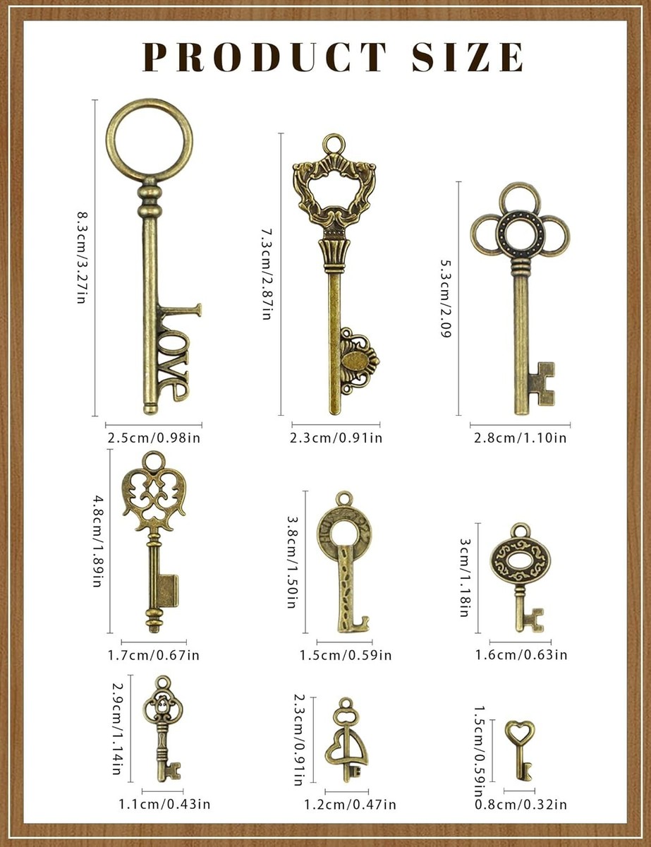 Vintage Skeleton Keys, Wholesale Bulk Lots Mixed Set of 100