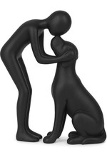 Dog Owner Statue 8x6 inch, Black Resin Dogs Sculpture, Loss of Dog Sympathy, ...
