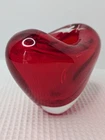 Vtg Murano Glass Heart Vase Salviati Christina Hamel Sommerso Cuore Ruby Red