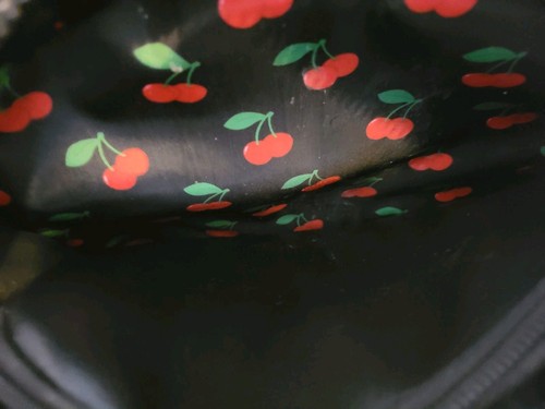 Madden Girl Backpack Black Canvas School Travel Bag with Pouch Cherry Print - Picture 16 of 24