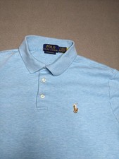 Polo Ralph Lauren Mens Shirt Custom Slim Fit Flesh Pony Size Small Light Blue
