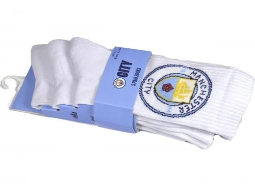 1X 3PK Manchester City FC Sports Socks White/Blue Adult UK 8-11 - NEW UK STOCK