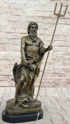 Poseidon bronze Greek SEA Sculpture ART Deco Figurine Figure Marble Hot Cast Art
