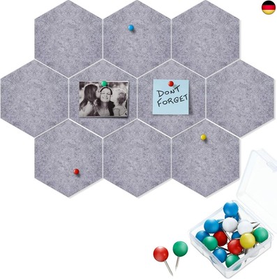10 Packungen Pinnwand Sechseck Filzplatte Fliesen Schwarzes Brett Notiztafel