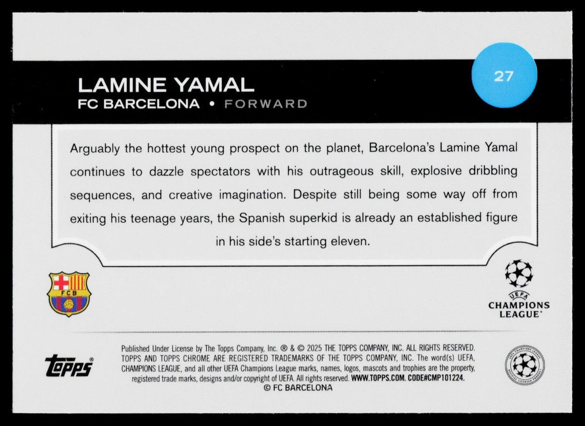 TOPPS FLAGSHIP UEFA Club Competition 2024 Lamine Yamal recrue parallèle