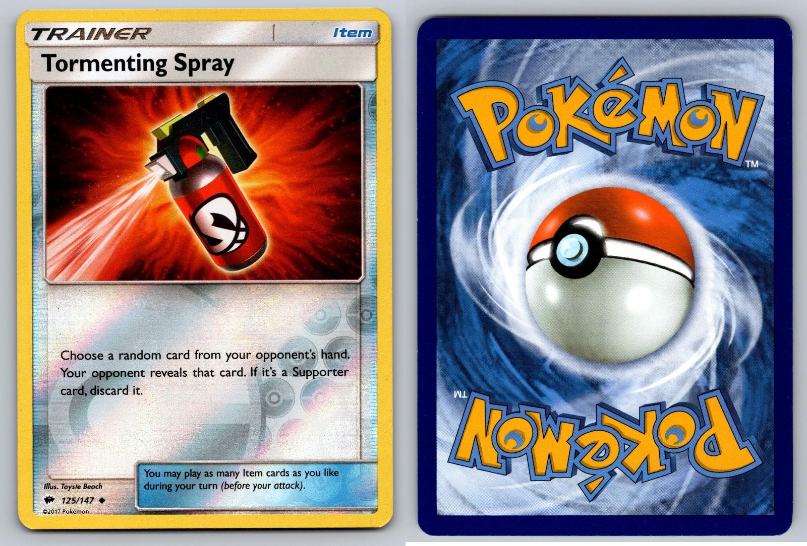 TORMENTING SPRAY 125/147 UNCOMMON BURNING SHADOWS POKEMON REVERSE HOLO NM/M
