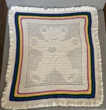 Crochet Baby Blanket Teddy Bear Rainbow