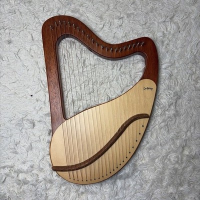 Lotkey 21-String Lyre Harp Wood Natural Finish Brown/Beige w/ Bag Tuner