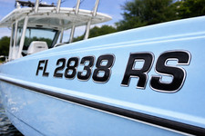RAISED 3D BOAT REGISTRATION NUMBERS 3  DOMED MARINE DECALS NOT VINYL
