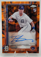 2025 Topps Chrome Auto Trey Sweeney Orange/Black Lava Lamp Refractor /35 Tigers