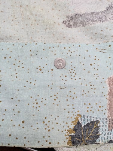 Vintage Barkcloth Fabric Panel/Curtain 50's Abstract Teal Nature 102" by 33.5" - Picture 10 of 20