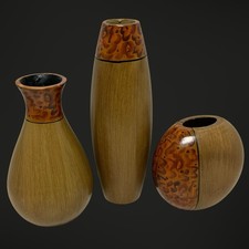 Set Of 3 Hosley Elegant Expressions Decorative Painted Wooden Vases