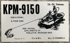 CB HAM Radio Call Card THE OLD FISHERMAN Marlette Michigan Fishing Postcard B909
