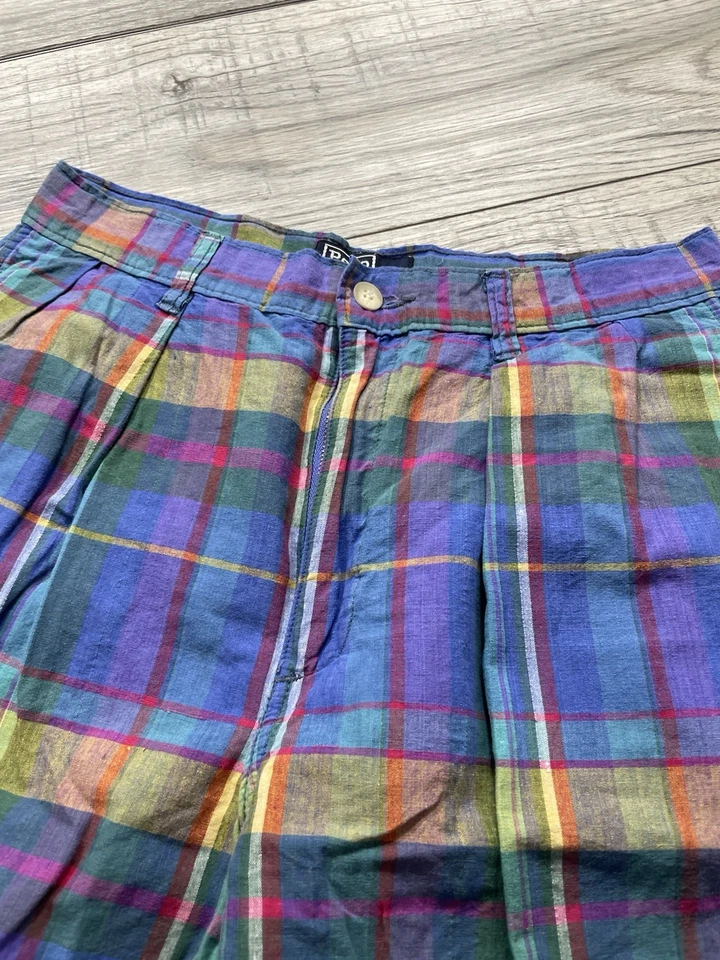 1970s Polo Ralph Lauren Dress Pants 27x29.5 True Vintage Plaid Colorful Obscure - Image 3 of 4