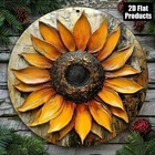 Vintage 8x8 Round Tin Sign Sunflower Rustic Wall Art Decor for Kitchen Garden
