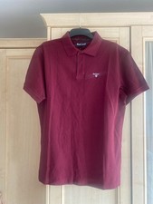Barbour Men’s Tartan Pique Polo Shirt Size XL Burgundy Red NEW with tag