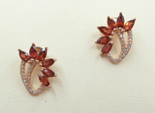 Granat - Ohrstecker, Ohrhänger   Sterlingsilber 925  rose vergoldet