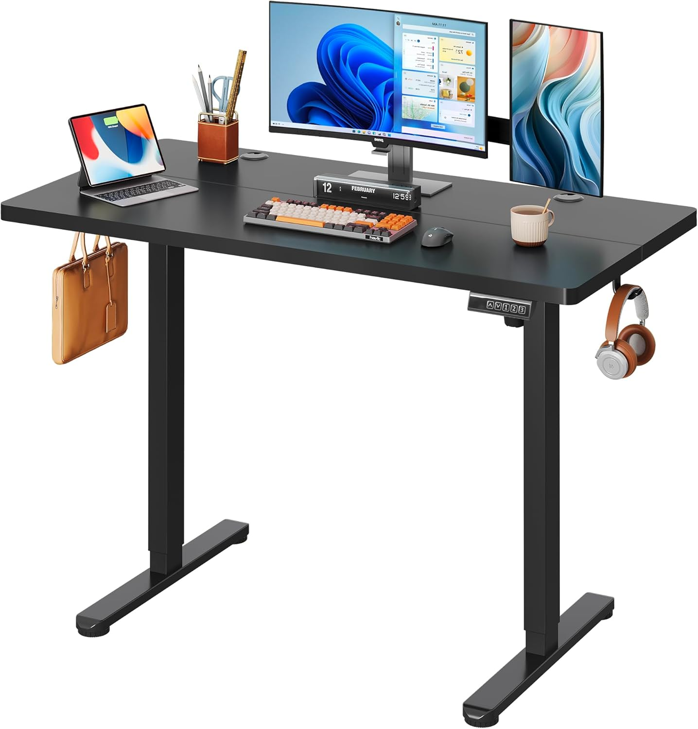 DEVAISE 48 Inch Electric Standing Desk, 3 Adjustable Height Stand up Desk for Ho