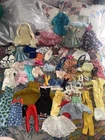 Huge Lot of Vintage Barbie Clothing with Hangers and Accessories