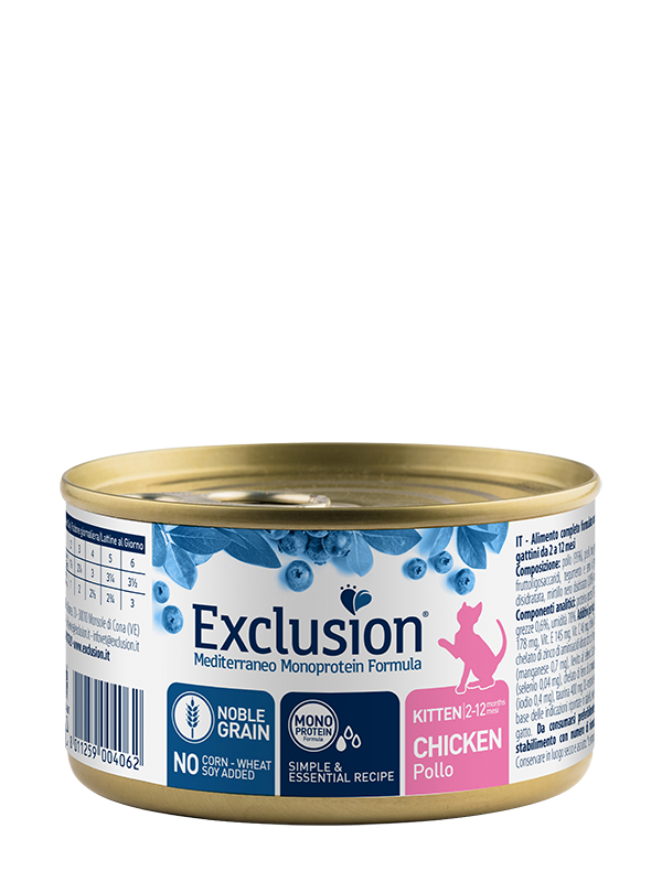 Exclusion Mediterraneo Kitten Pollo Noble Grain Umido per Gattini - 85 g, 6 pezzi - Immagine 3