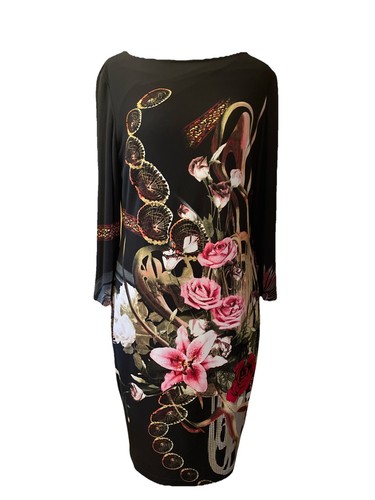 Joseph Ribkoff Womens Floral Dress Size 12 Black Long Sleeve Floral Artsy