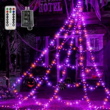 Halloween Lights Outdoor 454 LED Spider Web Lights Orange & Purple Halloween Dec