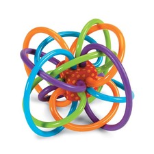 Manhattan Toy Winkel Rattle Sensory Teether Toy, Blue/Green/Orange, 5 Inch ...